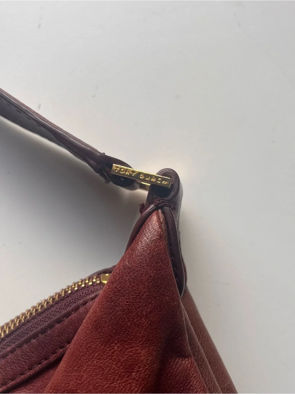 Tory Burch Leather Hobo Style Bag - Burgundy Leather